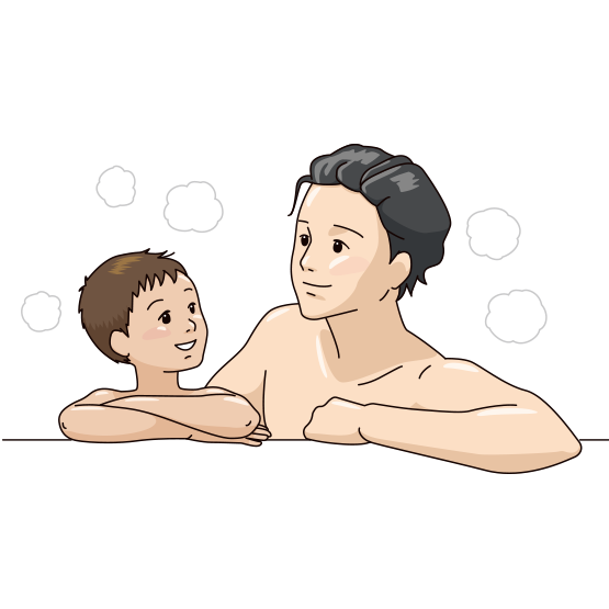 入浴する子供と男性